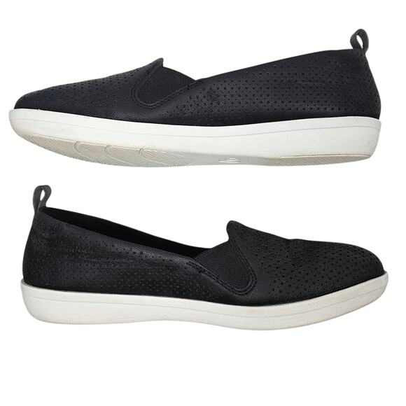 Cloudsteppers by Clarks Women's Ayla Blair Shoe Black Perforated Leather Size 9 - Picture 5 of 9